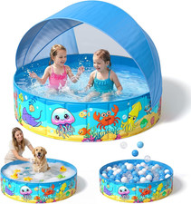 Foldable Kiddie Pool with Canopy 47IN Baby Swimming Pool for Kids  47IN Toddler