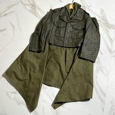 Rare Comme des Garcons Leather docking design jacket Military Khaki Used Japan