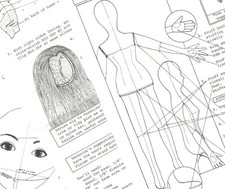 Sew pattern for a 24" woman lady Fabric cloth fashion doll poseable arms legs