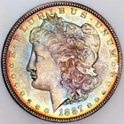 1887 MORGAN DOLLAR! MS+++! GORGEOUS RAINBOW TONING! SPECTACULAR FIND! NR #S1059