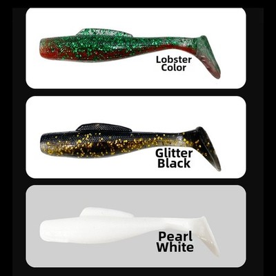 TPR Soft Floating T-Tail Bait 6 Stück mit holografischer Flocke zum Seeangeln