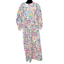 VTG David Brown California House Coat Floral Dress Large Nightgown USA Made