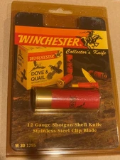 Winchester 12 Gauge Shotgun Shell Clip Blade Pocket Knife Blue Grass Cutlery New