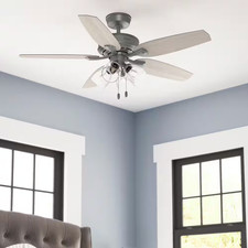 Channing 52 In. Hunter Express Indoor Matte Silver Ceiling Fan with Light Kit In