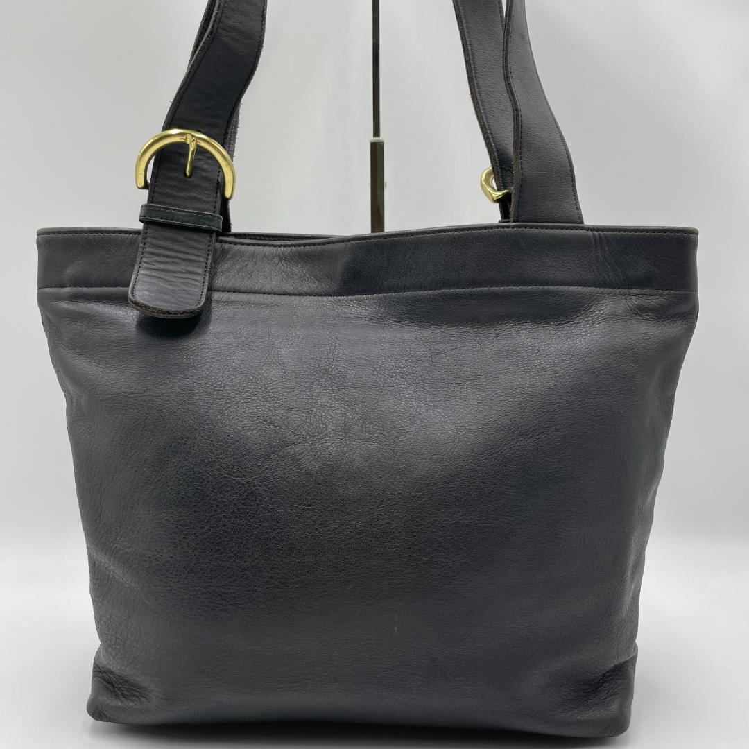 OLD COACH Vintage Shoulder Tote Bag Leather 4140 Black Used From