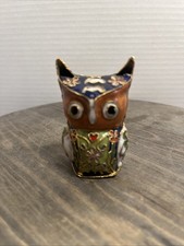 Adorable And Stunning Vintage Cloisonne Owl Figurine