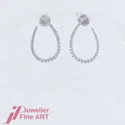 FHT - stud earrings - oval - 70 brilliant-cut diamonds (diamond) total 0.37ct - 14K/585 White Gold