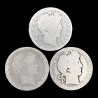 3 Well Circulated Barber Silver Half Dollars