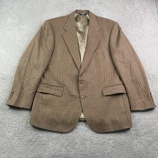 Vintage Polo University Club Blazer Mens 46 Brown Houndstooth Wool Union Made