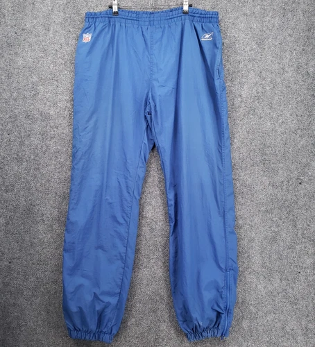 VINTAGE Reebok Track Pants Mens L Large Blue NFL On Field Windbreaker Lined