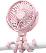 Coohea Clip on Stroller Fan, Rechargeable Long-Lasting Power Wind Fan, Pink  40