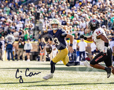 CJ Carr Auto 8x10 Signed Notre Dame Fighting Irish Reprint Photo Running Blue
