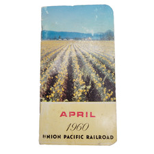 Vtg April 1960 Union Pacific Railroad Pocket Calendar Memo Book Diary Mt Rainier