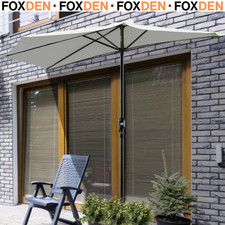2.7m Garden Half Parasol, Outdoor Balcony Umbrella with 5 Steel Ribs Cream
