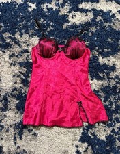 Apt. 9 Intimates Hot Pink and Black Lace Babydoll Lingerie Chemise Slip