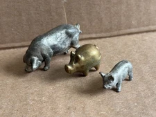 Small Metal Pig Figurines Lot Of 3
