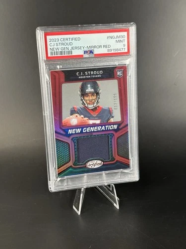 2023 Certified New Generation Jersey C.J. Stroud Mirror Red /199 PSA 9 (MEM, RC)