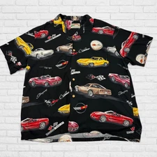 Paradise Found Corvette Shirt Mens XL Black Hawaiian Cars Racing Stingray