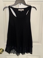 Black lace trim tank top Size: L