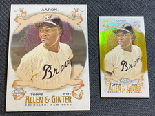 2021 TOPPS ALLEN GINTER CHROME HANK AARON LOT (2) BASE + MINI GOLD #ed 9/50