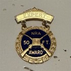Blackinton NRA Expert 50 FT Award Pinback Gold Blue Badge Pin — photo 1