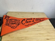 Vtg 1968 Huron South Dakota Tigers High School Pennant Football Cheer Baseball