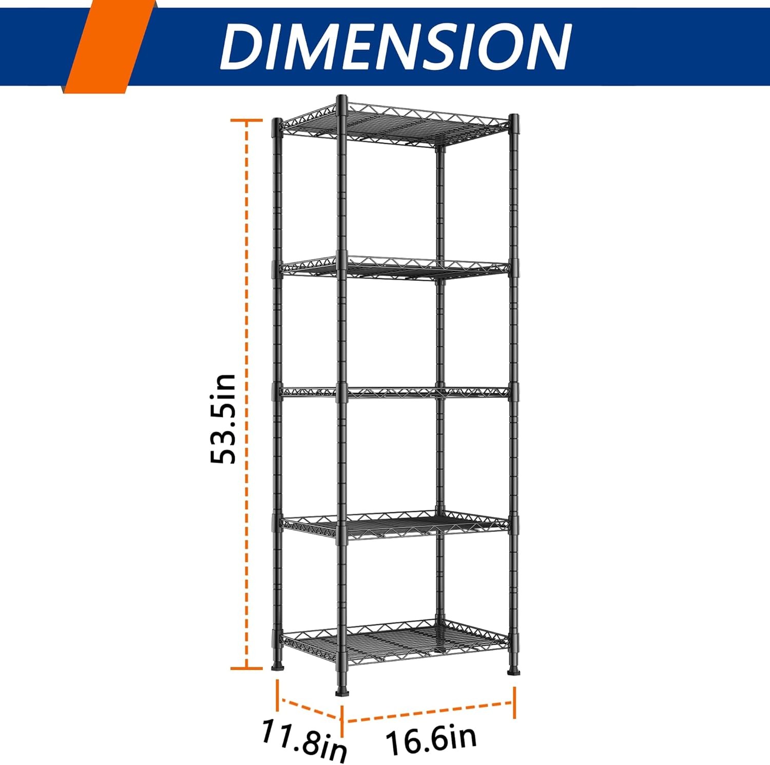 REGILLER 5-Wire Shelving Metal Storage Rack Adjustable Shelves,Standing Storage 