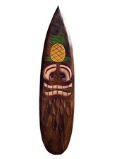 39 TIKI MAN PINEAPPLE SURFBOARD WOOD SIGN WALL ART TROPICAL TIKI DECOR PARROT