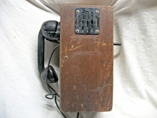 Railroad wood wall phone with handset