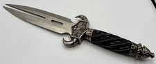 Fantasy Double-Edge Dagger Knife w/ Ornate Eagle Guard  Black Twisted Handle  