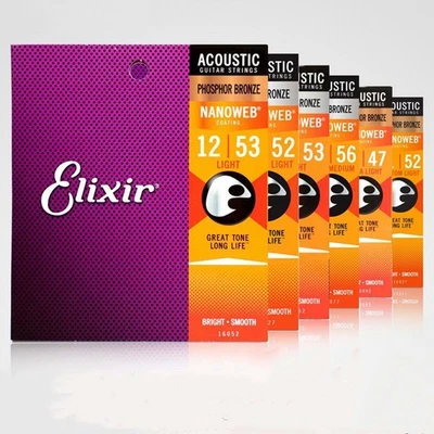 Elixir Strings Acoustic Guitar Strings Longest-Lasting Bright（11-52/10-47/12-53）