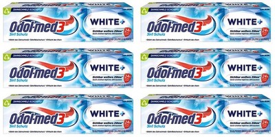   Odol-med3 Whitening Plus Zahnpasta Zahncreme sichtbar weißere Zähne 6x 75ml  