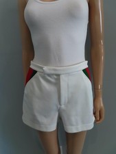 Gucci White/Green/Red Cotton-Blend GG Logo Shorts S
