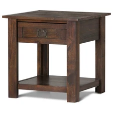 Simpli Home Monroe End Table in Distressed Charcoal Brown