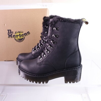 leona faux fur platform leather boots