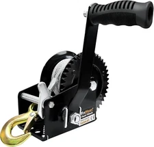 Boat Trailer Winch，Heavy Duty Hand Winch with Polyester Strap, 1600LBS