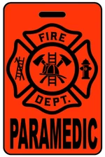 Personalized Hi-Viz Orange Paramedic Firefighter Cross Luggage/Gear Bag Tag