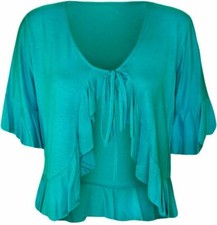 Women's Frill Tie Front Ladies V Neck Cardigan Bolero Top Plus Size 8-26