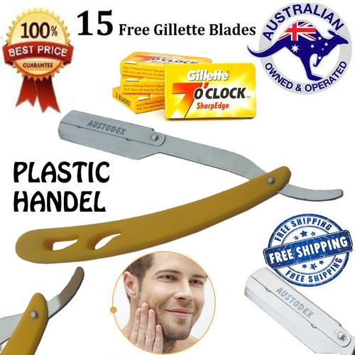 AUSTODEX Salon Folding Shaving Razor Straight Barber Razors plastic ...