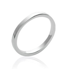 Alliance mariage femme - argent massif 925/1000 - bords angle droit