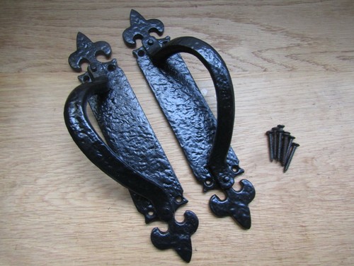 PAIR of cast iron Vintage victorian rustic pub cafe hotel door grab pull handles - Picture 3 of 4