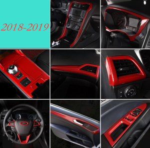 Red Carbon Fiber Car Interior Kit Cover Trim For Ford Fusion