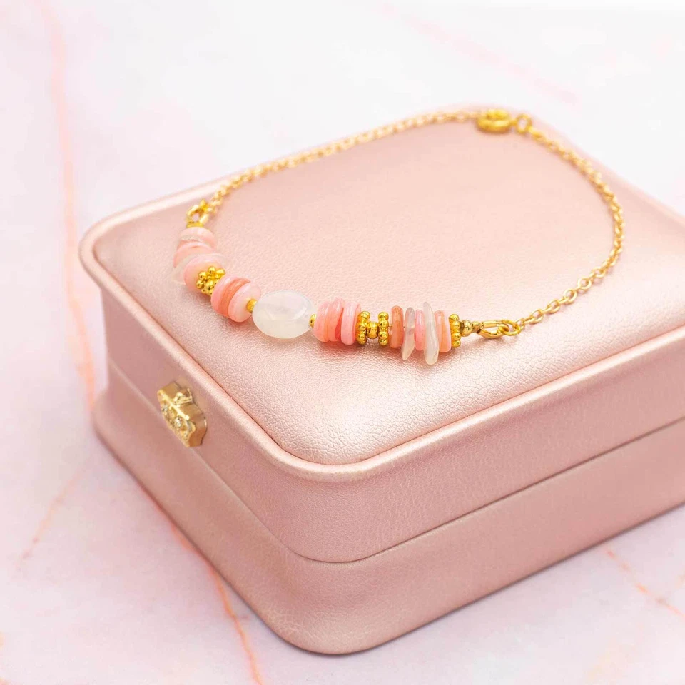 Vintageparts Heishi Perlen aus Perlmutt in Rosa 6 mm 5 Gramm ca. 50 Stück - Bild 2 von 4