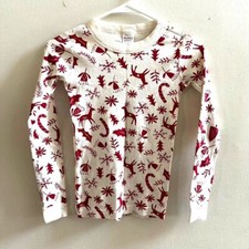 Hanna Andersson Kids Red Reindeer Snowflake Holiday Pajama Top Size 10 140cm