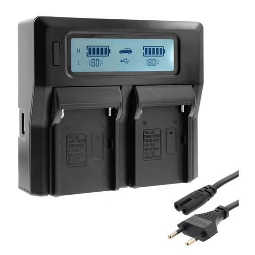 Vhbw Caricatore USB Doppio Per Sony Actioncam FDR-X3000R – Stazione Con Display E Cavo Micro-USB