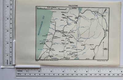 WK1 KARTE PALÄSTINA JAFFA JERUSALEM NAZARETH TUL KARM NABLUS