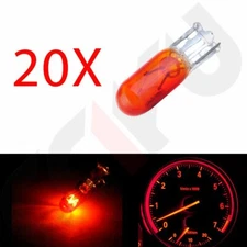 20PCS Red T5/74 Halogen Bulbs Mini-Wedge Bulb Light For Dashboard Gauge Light