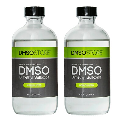 DMSO 4 oz. Glass 2 Bottle Non-diluted 99.995% Low Odor Pharma Grade Liquid