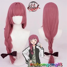 BOCCHI THE ROCK Hiroi Kikuri Cosplay Wig Hairpiece Pink Wig Braid Black Bow Tie