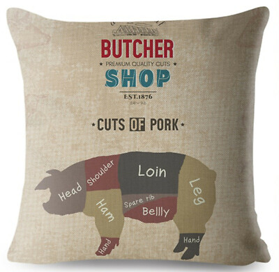 Kissenbezug Canvas-Stoff Butcher shop pork Schlachterschnitt Schwein